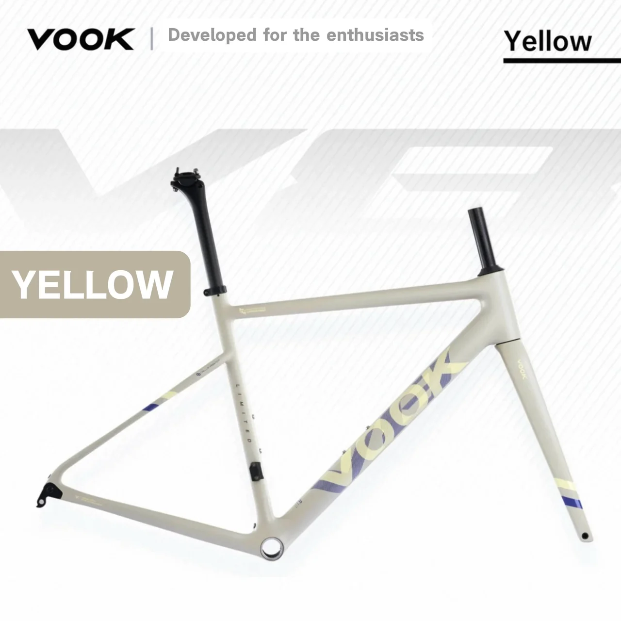 Yellow VOOK frameset with matching fork and black seatpost